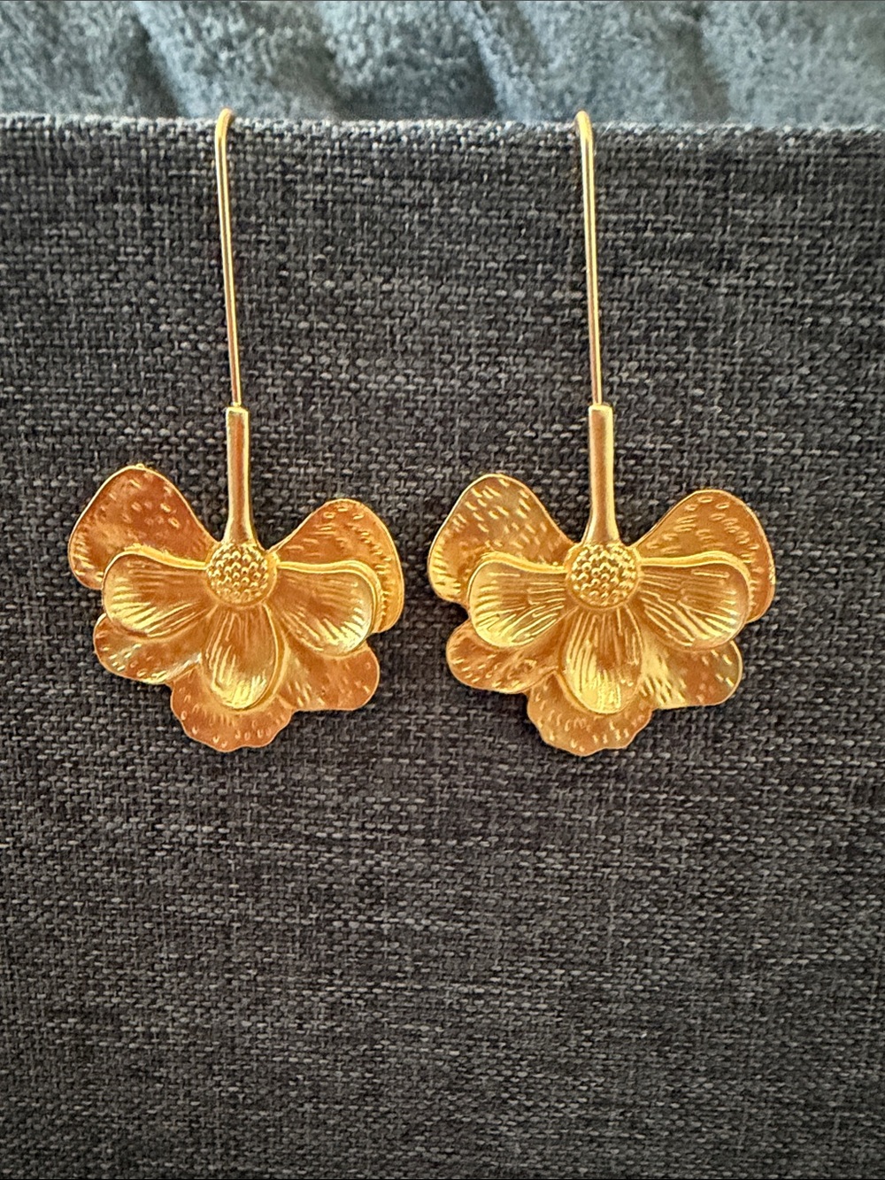 Zara Gold Floral Drop Hook Earrings